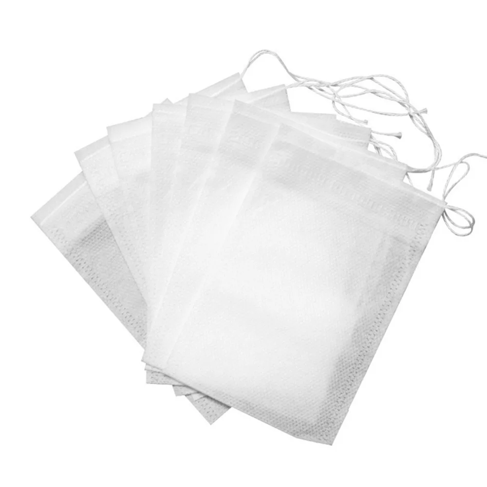

100Pcs Drawstring Disposable Coffee Pouches Multi-size Non-woven Fabric Tea Filter Bags with String Transparent Large