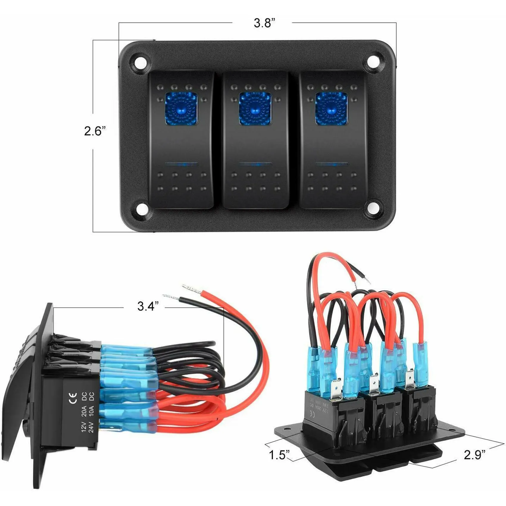 

# 73A Автомобильные детали и аксессуары, 3-местная алюминиевая панель, тумблер, 5-контактный предварительно проводной кулисный переключатель ВКЛ/ВЫКЛ, черный