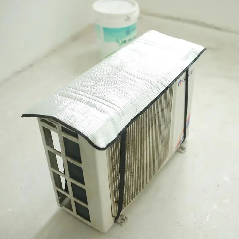 Outside AC Unit Cover Rainproof Sunproof Aluminum Foil Dustproof Air Conditioner Protector for Home Patio Use