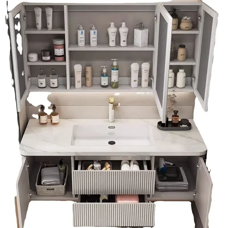 # Minimalist Modern Bathroom Cabinets Rock Seamless Ceramic Integrated Washbasin Bathroom Sink Cabinet Vanity Bathroom Furniture