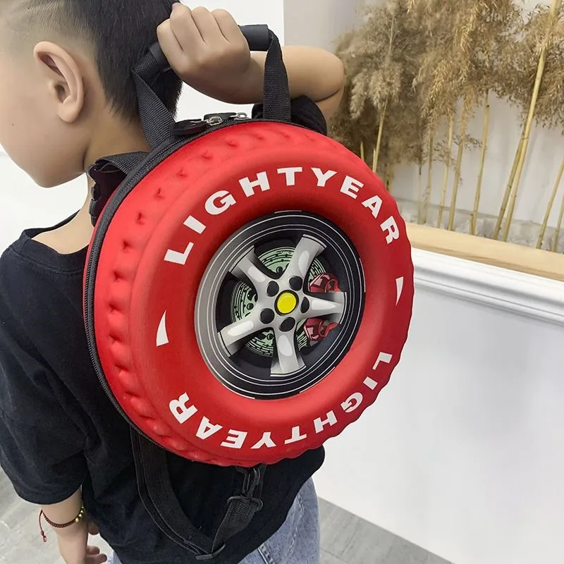 5Color 2026 Girls' Round Backpack Children's Cute Cartoon Tire-Shaped Out Backpack Kids' Kindergarten Decorative Backpack LJ082