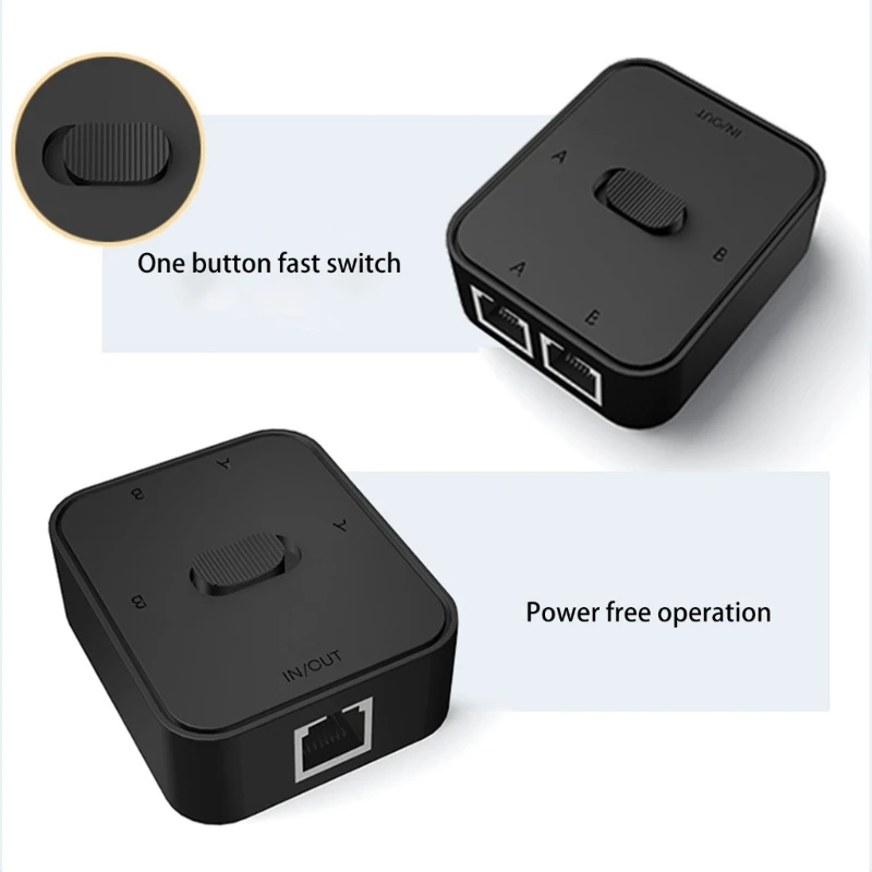 

Network Switch Selector 2 Ports RJ45 LAN Cable Key-Press Switcher Splitter Box 100M 2-In 1-Out Or 1-In 2-Out Ethernet Hub