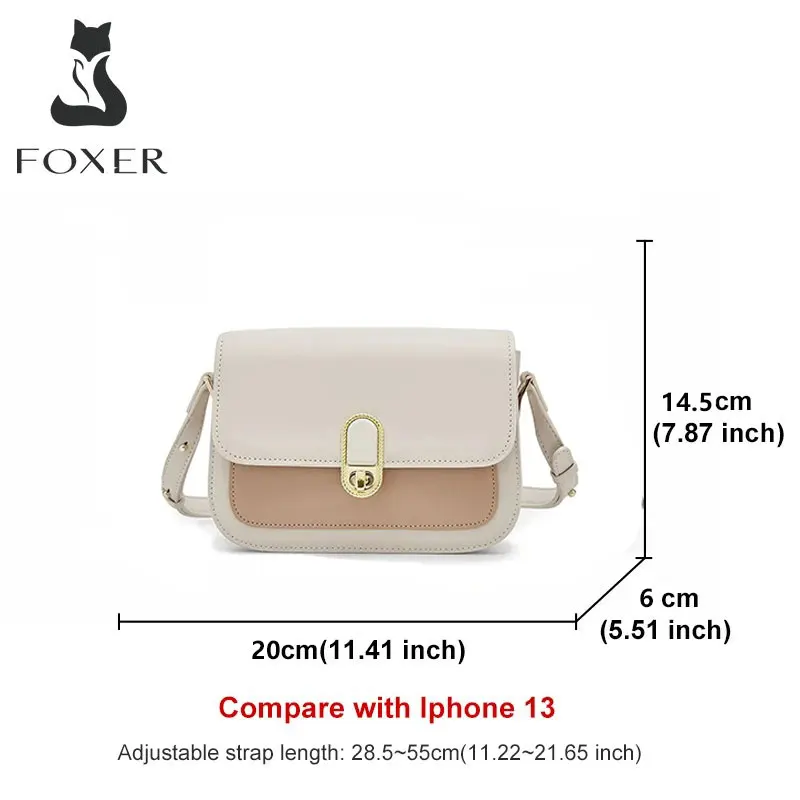 FOXER Summer Women Small Crossbody Bag Lady New Design Split Leather Messenger Bag Female Retro Fashion Flap Shoulder Armpit Bag