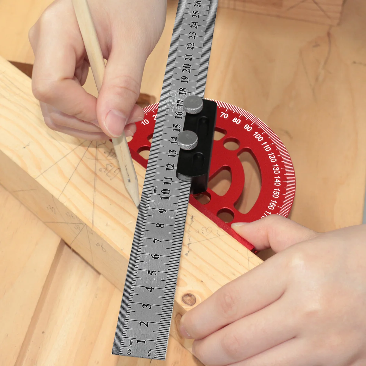 180° Adjustable Alignment Multi-Angle Measuring Ruler Adjustable Guide Auxiliary Clamp Kit DIY Tools