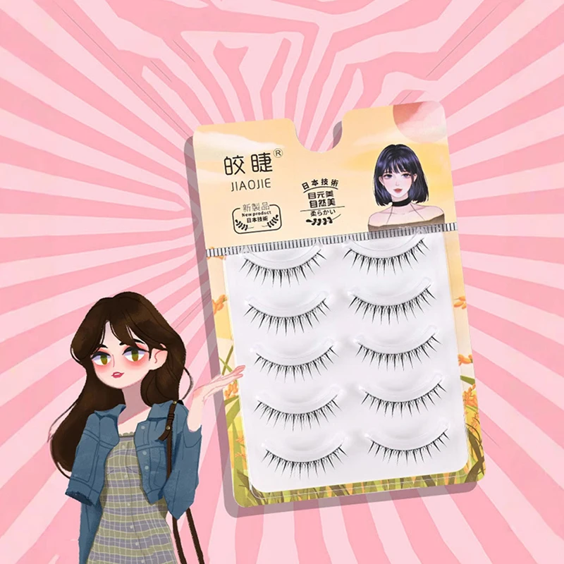 5 ペアナチュラルフルつけまつげストリップソフト 3D まつげふわふわ偽まつげエクステンションフェイク Cilios メイク maquillaje