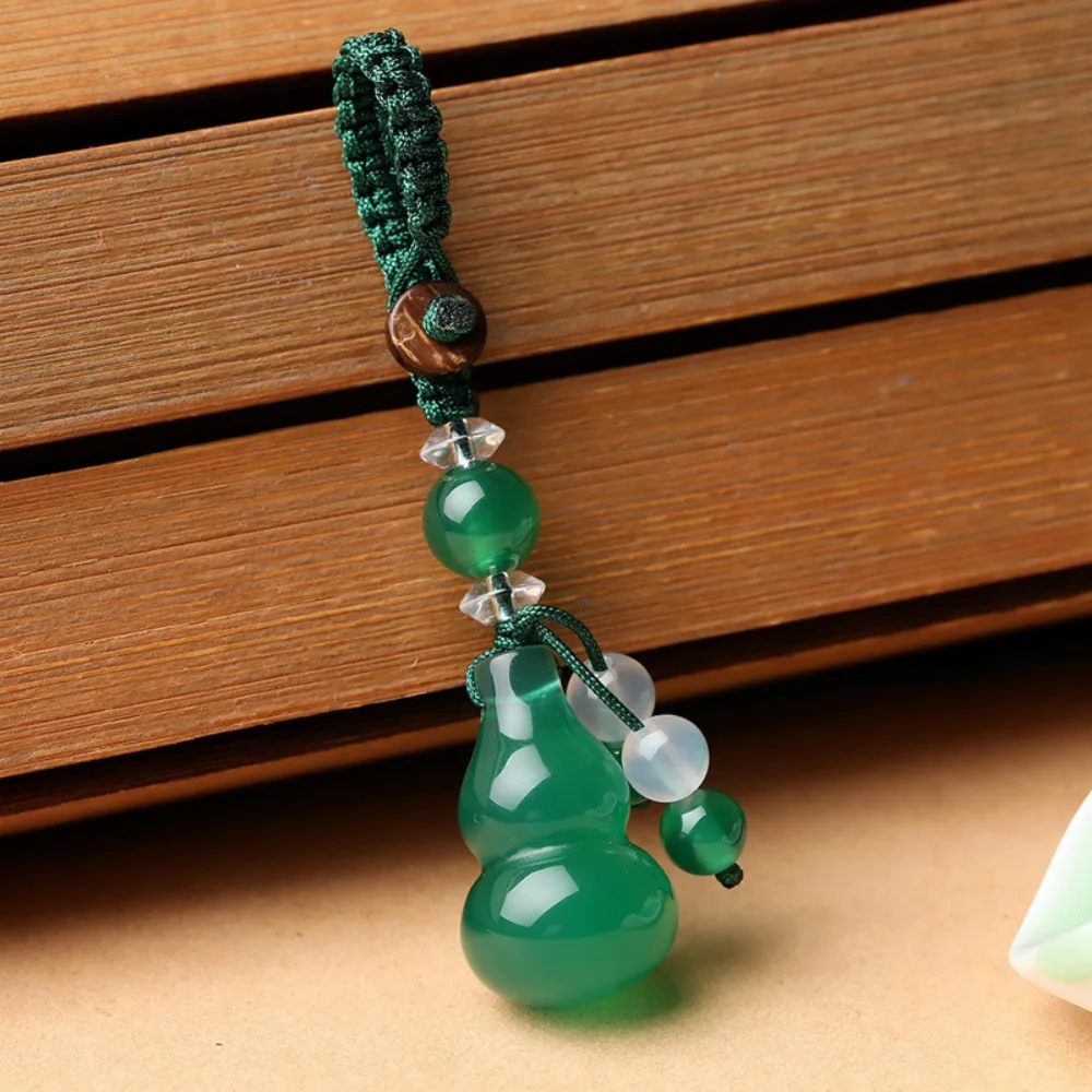 Chalcedony Jade Gourd Keychain Good Moral Crystal Clear Chalcedony Gourd Keychain Pendant 4 Colors Chinese Elements