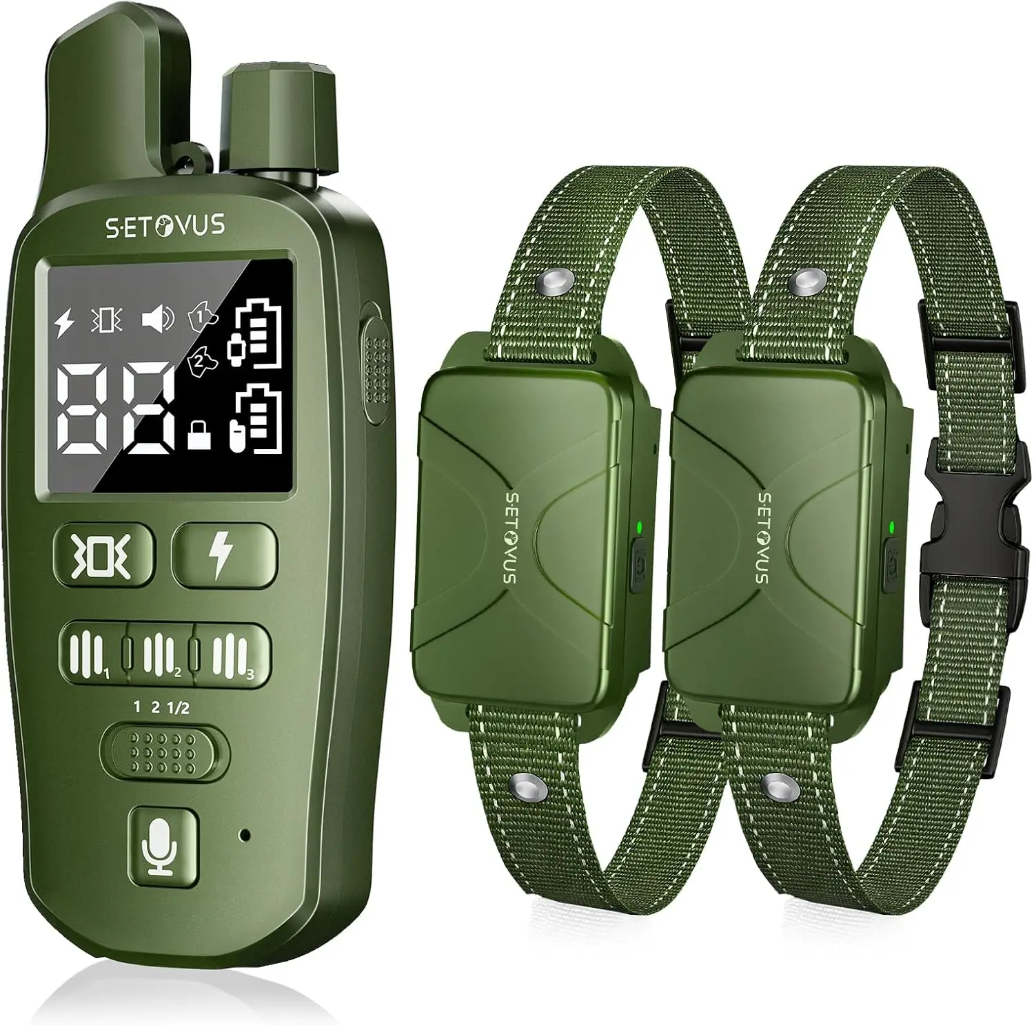 

Rechargeable Dog Shock Collar for 2 Dogs, 4500FT Range with Recording, Calling, Vibration & Shock (Green)