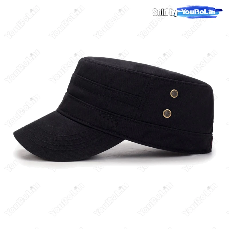 Small Iron Label Flat Cap Spring Outdoor Travel Hat For Men Cotton Shield Cap