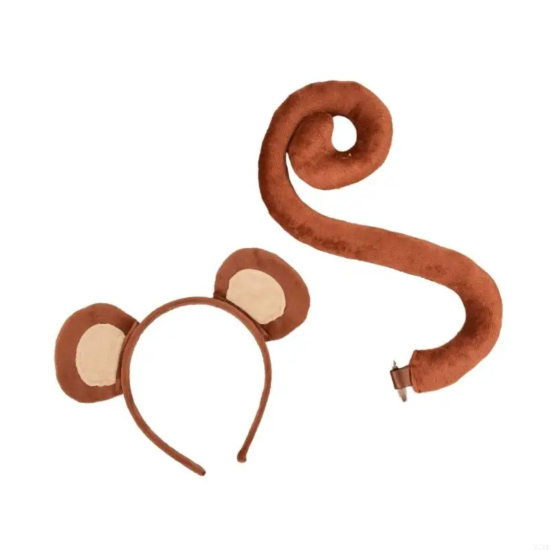 N7YF – costumes singe en peluche, queue d'oreille singe, Costume fantaisie d'animal pour enfants