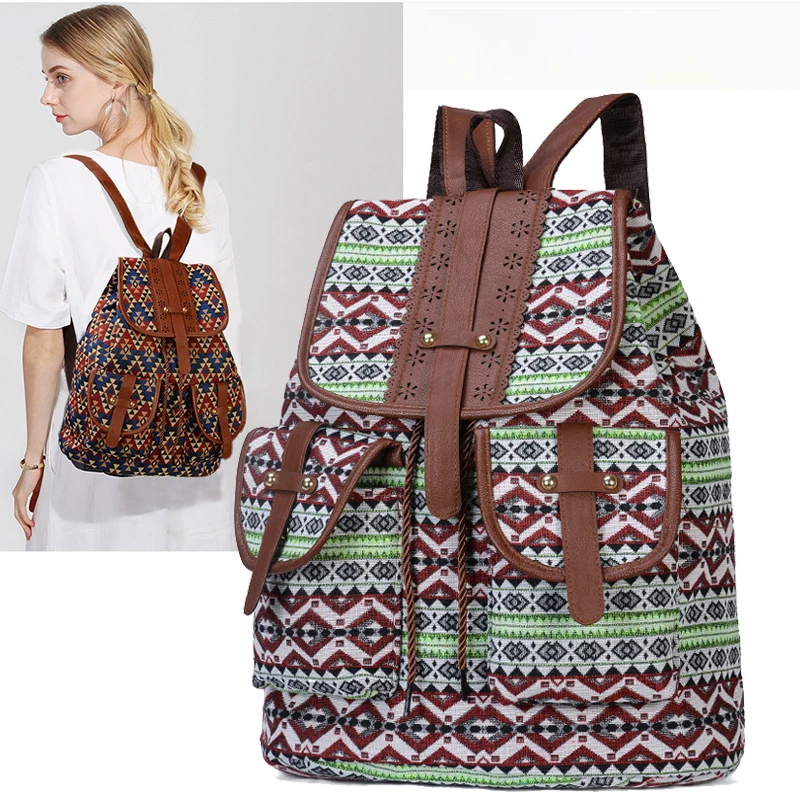 

New Arrival Women's Backpack Retro Trend Large Capacity Casual Fashion Personalized Drawstring Ladies School Package Travel Bag