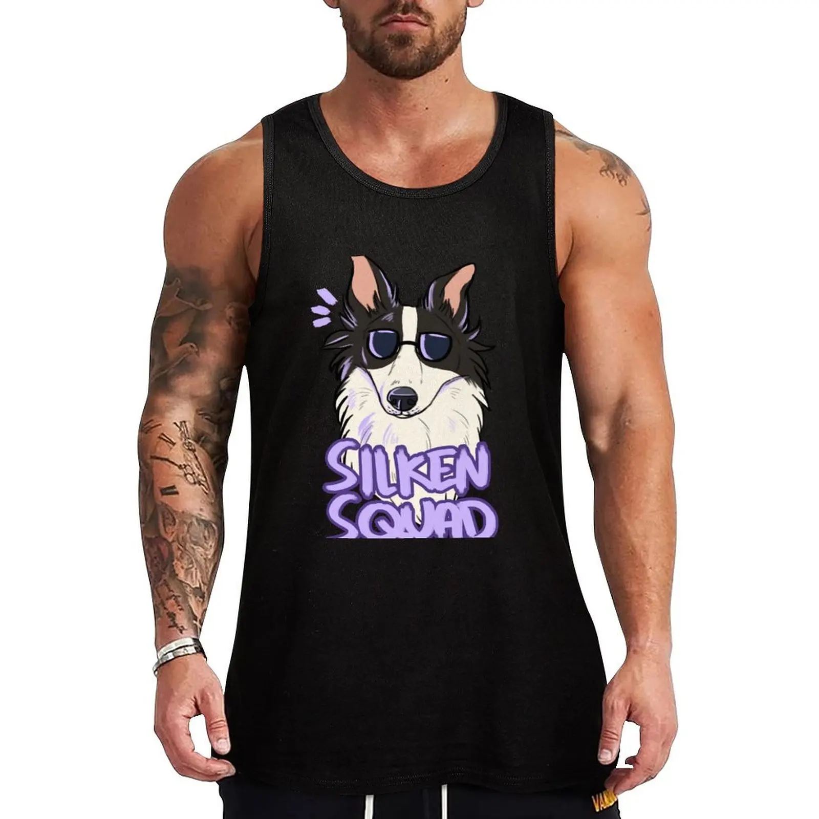 

SILKEN SQUAD (black and white) Tank Top summer clothes anime t-shirts gym shirts Vest male