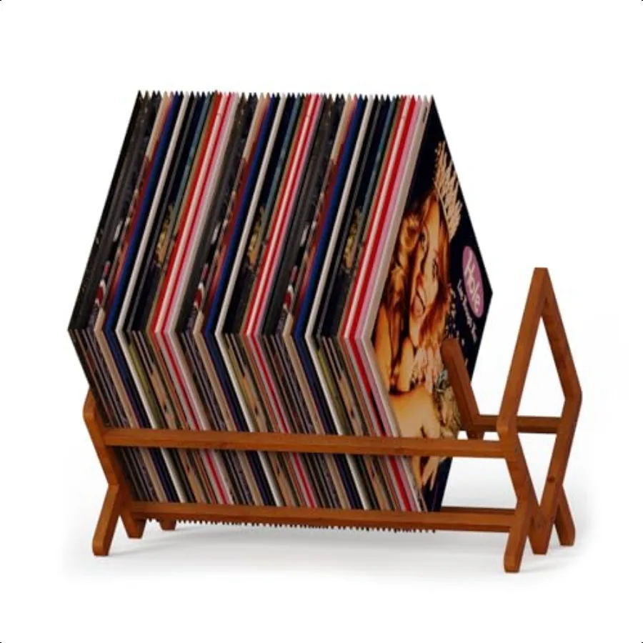 

Vinyl Record Holder Stand With Divider Magazine Holder Desktop Bookshelf Vinyl Record Storage Rack Holds up to 80100 LPs Quick