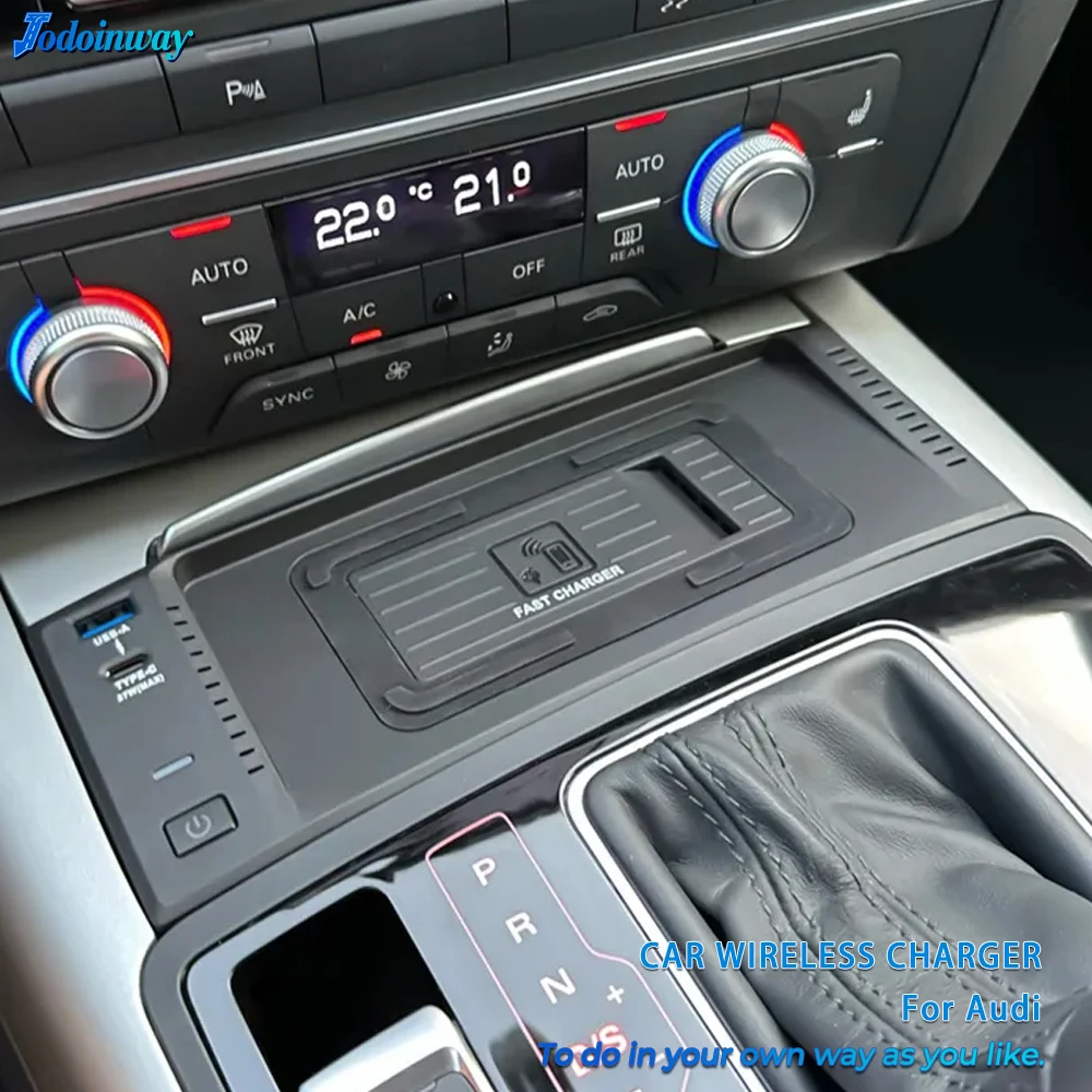 Bezprzewodowa ładowarka samochodowa do Audi A6 S6 RS6 A7 S7 RS7 C7 2011-2018 Płyta szybkiego ładowania Uchwyt na telefon komórkowy Akcesoria do wnętrza