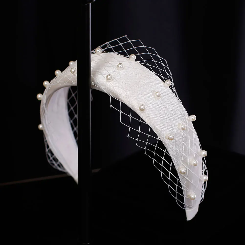 

Wide Headband Hair Card for Women Fashionable Hoop with Gauze Decoration Retro Stylish Suitable for Party Ceremony Graduation