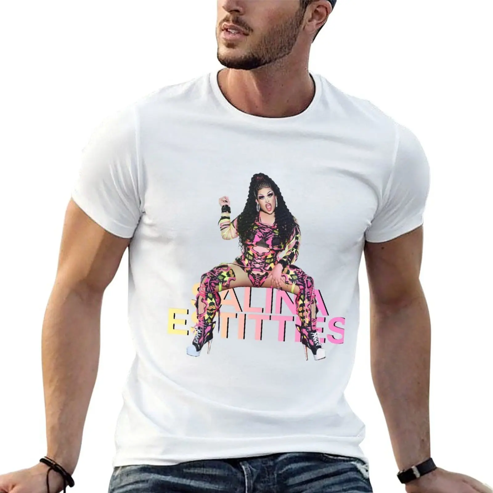 Camiseta SALINA com estampa gráfica para homem, camisetas masculinas de alta qualidade, marca de luxo, camiseta masculina de algodão 100%
