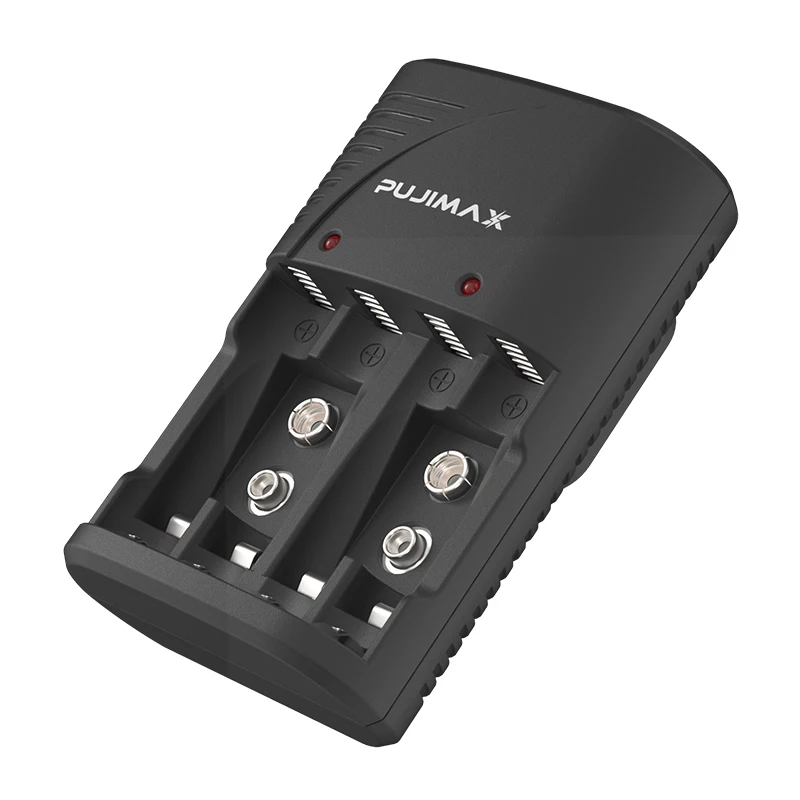 PUJIMAX-Chargeur de Batterie Universel avec Lumière LED, Prise UK US EU pour Batterie Rechargeable 9V et 1.2V AA/AAA