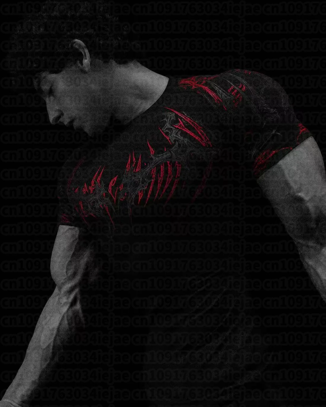 Herren- und Kinder-T-Shirt, schnelltrocknend, kurzärmelig, für Training, Bodybuilding, Fitness, Sport, Laufen. – Detail 8