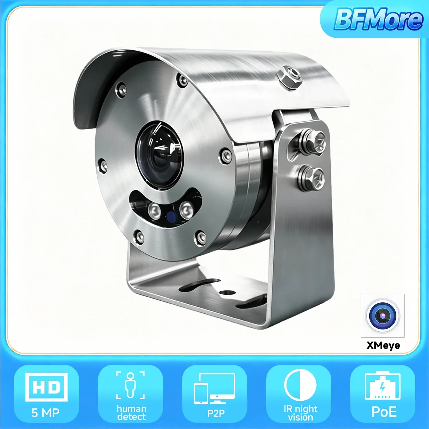 BFMore Fisheye Explosion Proof камера 5MP POE Security 304 Stainless Steel Hikvision Compatible 1.8mm Wide angle