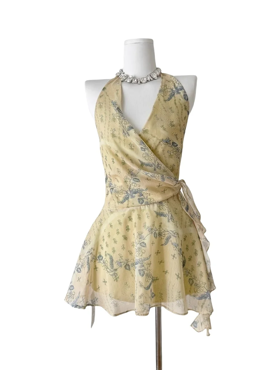 Vestido Retro americano con cuello en V y cuello cole para mujer, Falda corta acampanada adeazante con cinturón, estilo...