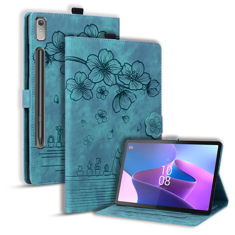 For Xiaoxinpad Pro 12 7 B-370FU TB-371FC Flower Imprinted Flio Stand Cover Funda For Lenovo Tab P12 Xiaoxin Pad Pro 12.7 inch