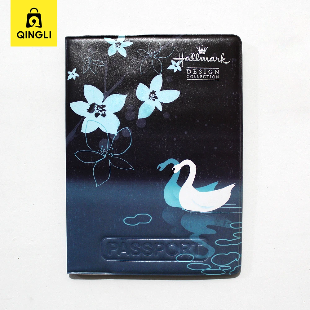 New Soft Leather Passport Cover Cartoon Swan Dog Travel Passport Wallet Bank Credit Card Holder Travel Essentials Passport Case