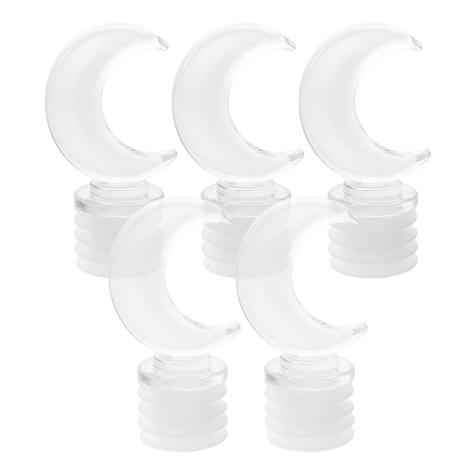 5Pcs Aromatherapy Bottle Stoppers Clear Plastic Moon Shape Retro French Style Essential Oil Perfume Glass Bottle Seal Plugs