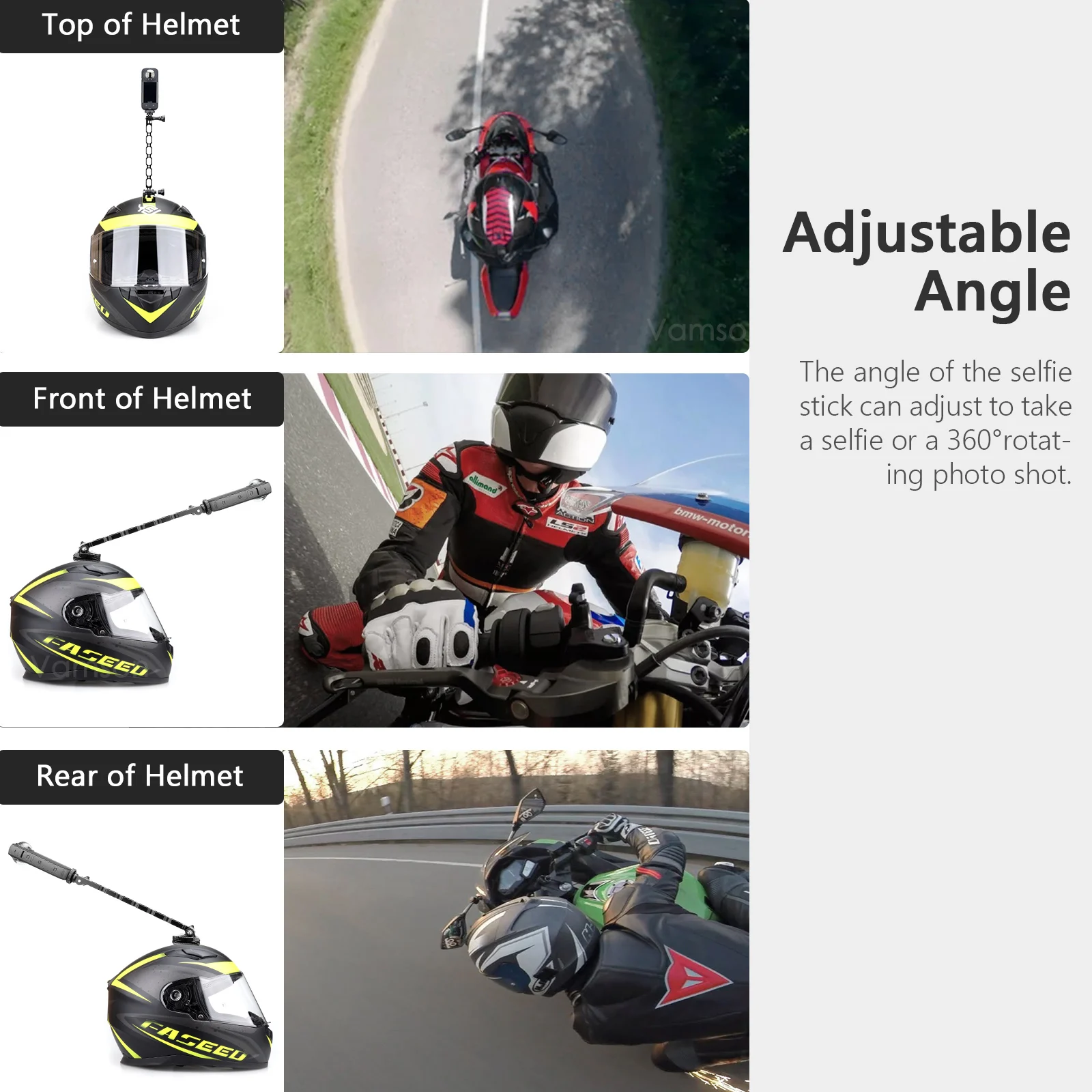 Vamson รถจักรยานยนต์อุปกรณ์เสริม Mount Kit สำหรับ Insta360 X3 One X2฿สำหรับ GoPro Hero 11 10 9รวมถึงอะลูมินัมอัลลอย Extension แขน