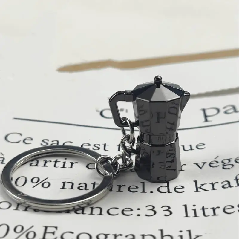 Coffee Enthusiast Keychain Mini Moka Pot Shaped Pendant Lightweight Key Ring for Cafe Staff Gift Daily Use