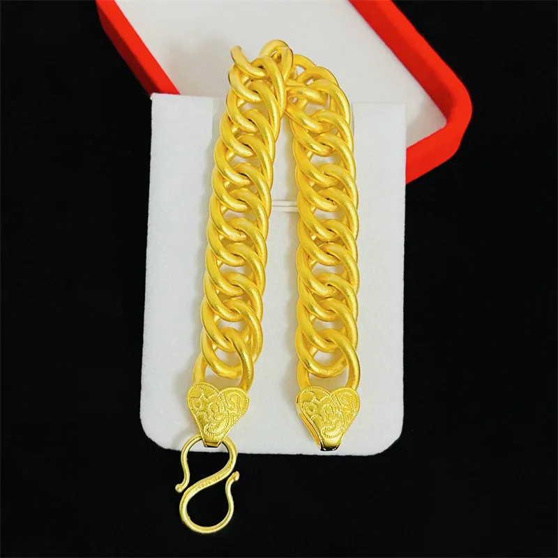 Luksusowa męska biżuteria z prawdziwego złota 24K męska i damska bransoletka z rzędem ręcznym au9999 złoty wzór chmurki łańcuszek z płytką ręczną moda