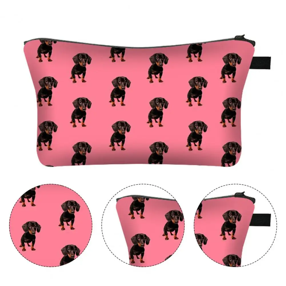 Printed Makeup Bag Capacity Wiener Dog Print Cosmetic Bag Portable Soft Multifunctional Travel Toiletry Makeup Storage Pouch