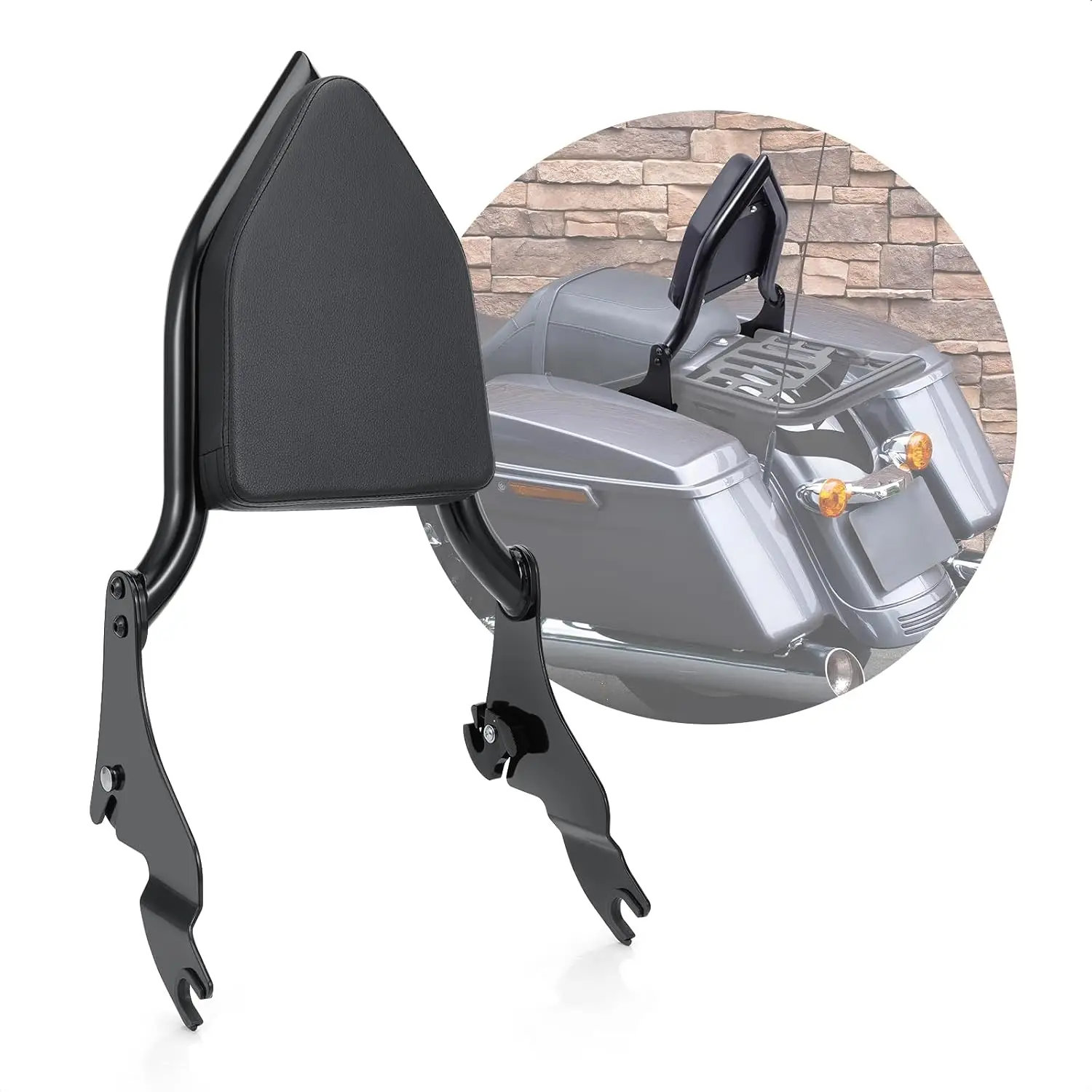 Detachable Sissy Bar Rear Backrest for Harley Touring 09-26, Black