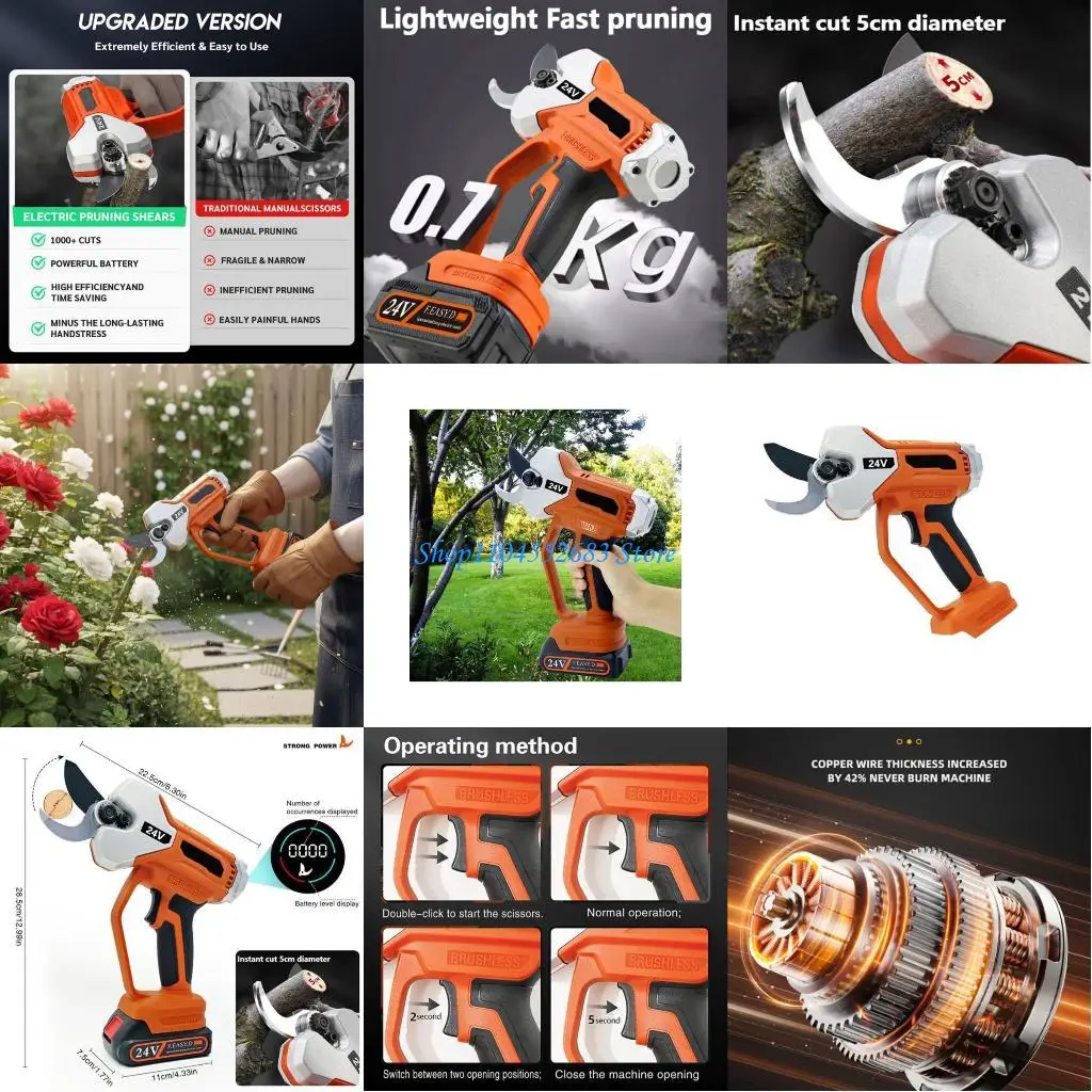 Y6GD Electric Garden Pruner Bare Unit Thin Plan Battery Stage Monitoring Structure