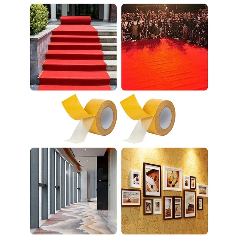 Fita dupla face do tapete, alta aderência tapete fita com rasgo fácil, fita resistente, 66FT