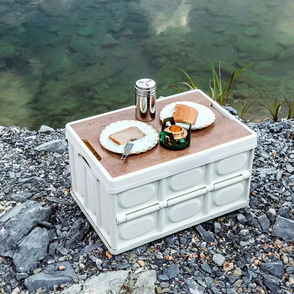 Foldable Storage Box Outdoor Camping Storage Bin Plastic Organizer Box Stackable Car Trunk Storage Container with Lid