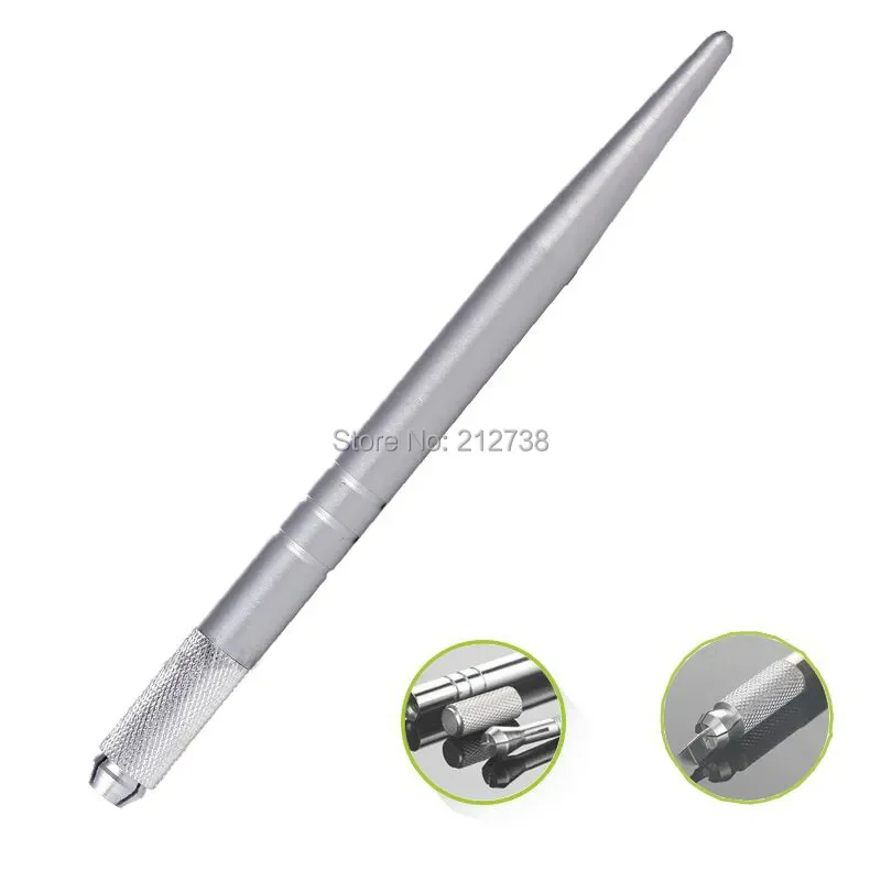 5 Pcs Tattoo Microblading Pen  Silver Color Tebori Pen Manual Tattoo Pen Machine for Permanent Makeup Pen Eyebrow