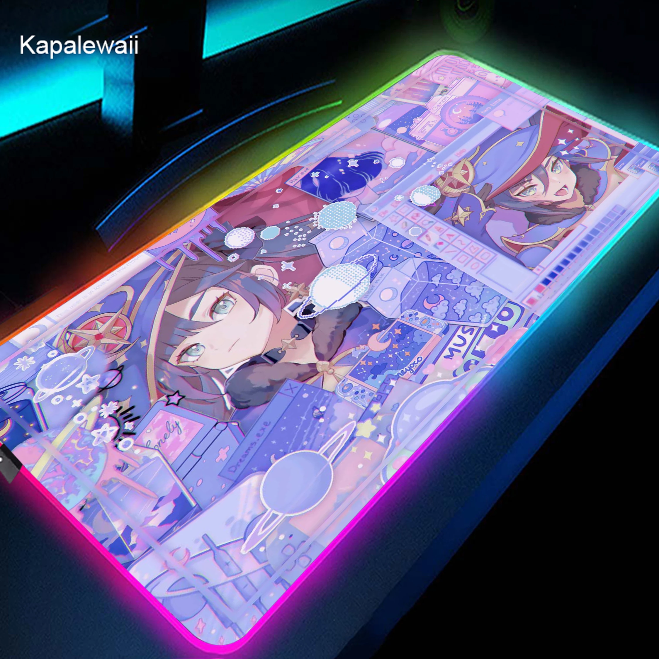 Genshin Auswirkungen RGB Gaming Maus Pad Große XXL Größe Maus Teppich Große Tastatur Pad Computer Mousepad Schreibtisch Spielen Matte Mit backlit