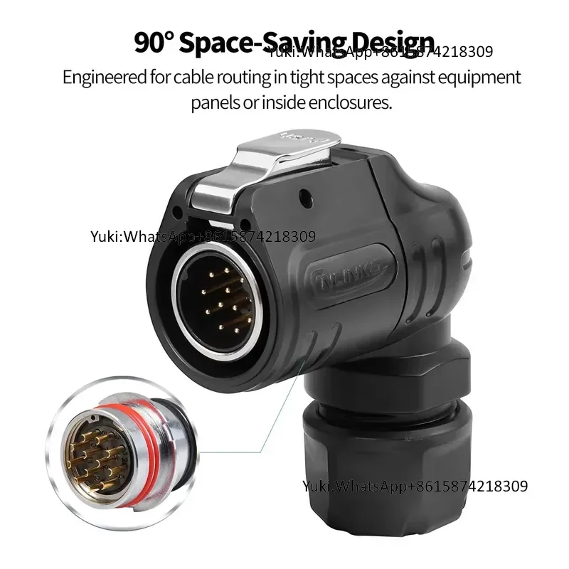 CNLINKO LP20 IP68 Circular Connector 2-14 Pin Right Angle Flange Panel Mount Aviation Plug Signal Power OEM Factory Stock