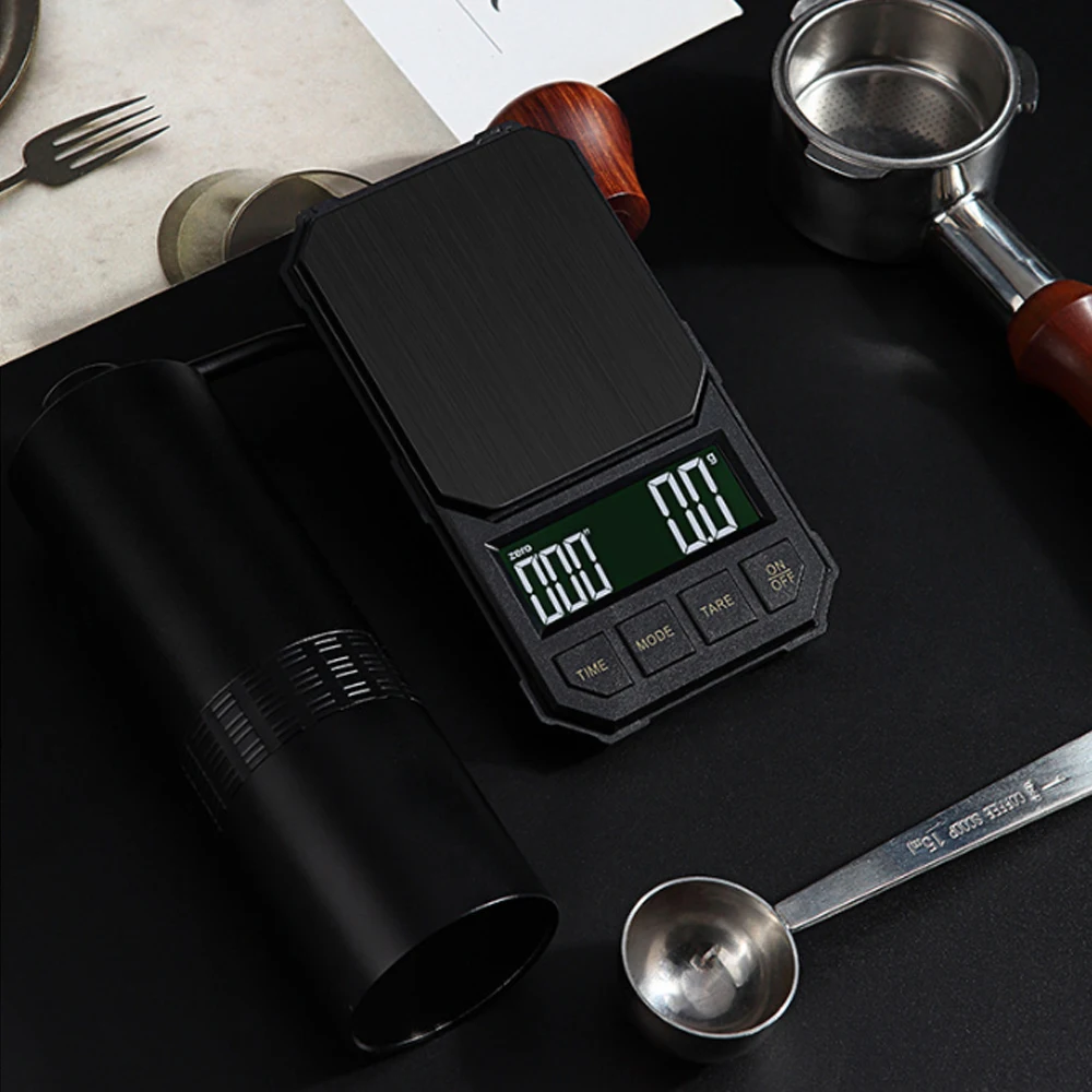 2000g 0.1g USB Rechargeable Mini Coffee Scale with timer Pocket Coffee bean weight Electronic scale Small espresso Machine