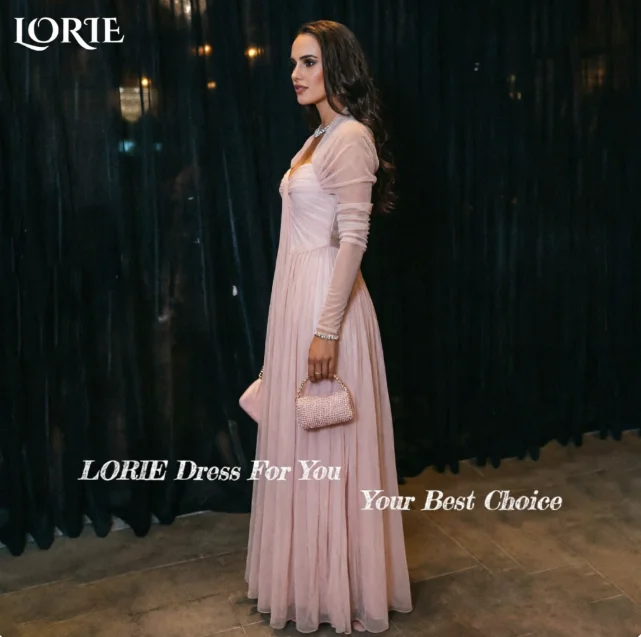 LORIE Pink Mermaid Wedding Dresses Long Sleeve Applique Tulle Party Gowns Square Neck Sweetheart Pleats Prom Gown Customized image 5