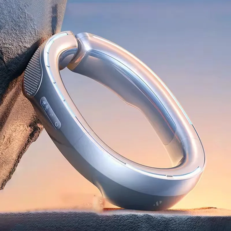 2025 جديد الرقبة تكييف الهواء مروحة ضاغط ذكي التبريد في الهواء الطلق منخفضة الضوضاء USB شحن مروحة محمولة أنيون تنقية