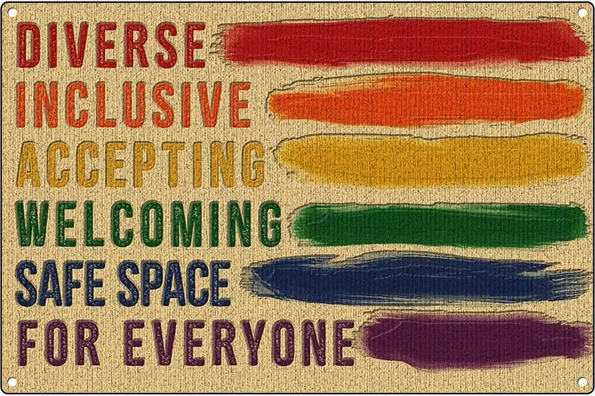 Diverse Inclusive Accepting Welcoming Safe Space for Everyone Diversity Posters, Rainbow Poster, Equality Sign for Home, Inspira