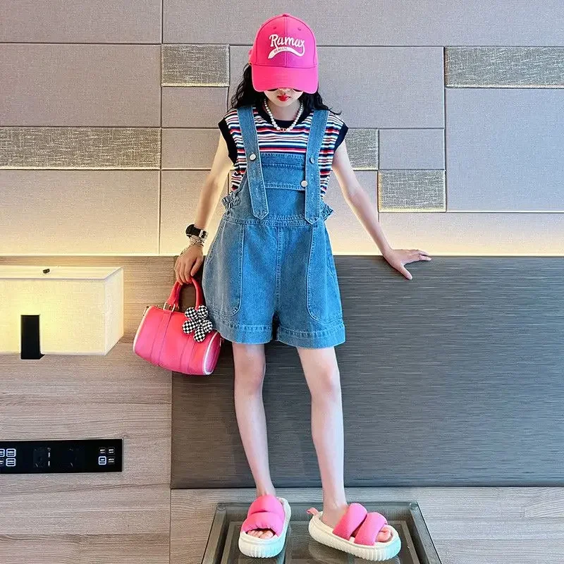 summer-suit-for-girls-girls'-clothes-set-children's-costume-toddler-tracksuit-child-elementary-student-girl-7-8-years-cotton-top