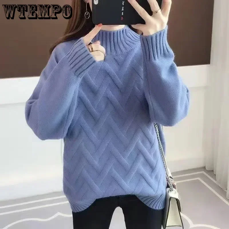 

Pullover Turtleneck Ribbed Knitted Sweater Autumn Winter Clothes Women Long Sleeve Slim Basic Woman Sweaters Tops