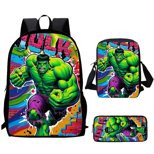 Imagen 2 del producto H-Hulk-Juego de 1/3 Uds. De dibujos animados verdes y rojos, mochila escolar para niños con bolsos de hombro, bolsas para lápices, mochilas escolares para niños y niñas, el mejor regalo