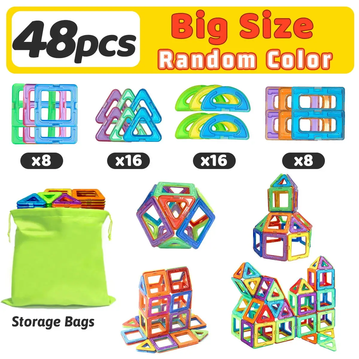 Magnet Toys Big size DIY Magnetic Building Blocks Construction Toys For Kids Building Blocks STEM Toys Learning Educational Toys