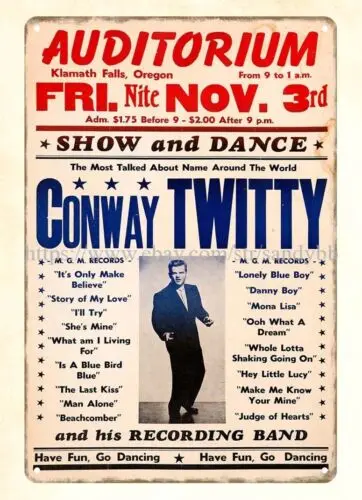 cottage farm art 1961 Conway Twitty Auditorium Concert Poster metal tin sign