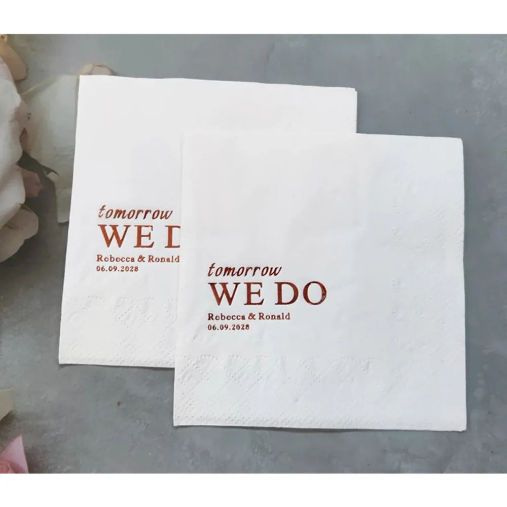 

50PCS Tomorrow We Do Cocktail Napkins, Disposable Paper Napkins for Rehearsal Dinner Wedding Bridal Shower Engagement Bachelor B