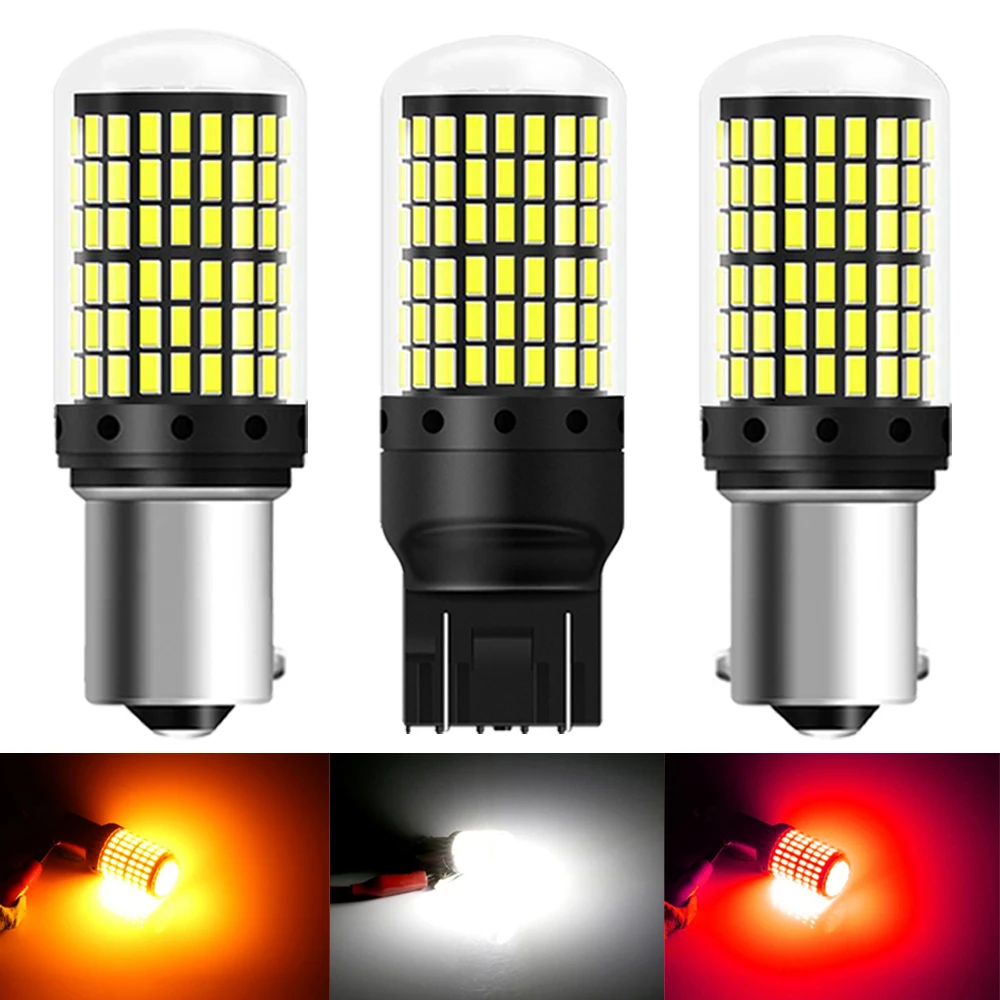 2 PCS Car Turn Signal Light P21W PY21W 1156 BA15S BAU15S T20 7443 WY21W LED Bulb Canbus 7000K White Reverse Parking Brake Lamps