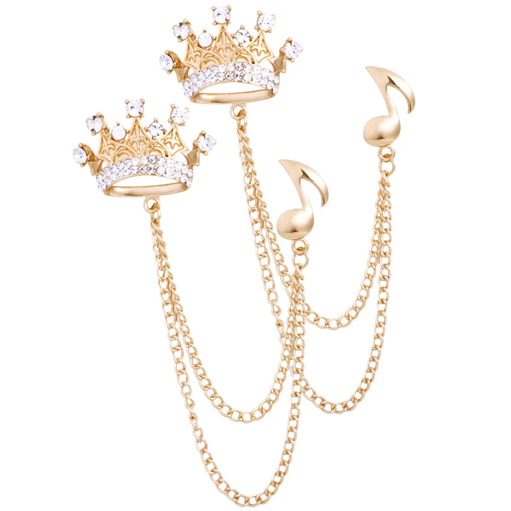 

2 Pcs Corsage Brooch Accessories Man Lapel Pin for Men Alloy Musical Note Chain