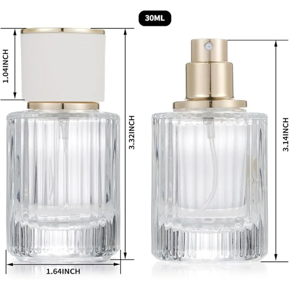 5 Stück 30/50ml Leere Transparente Glas-Parfüm-Sprühflaschen Nachfüllbare Duft-Zerstäuber Tragbare Flüssigkeitsbehälter – Detail 1